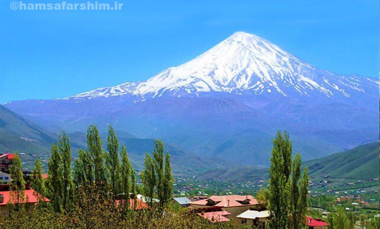 نمای قله دماند از روستای رینه لاریجان