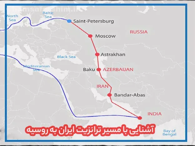 نقشه ترانزیت ایران روسیه