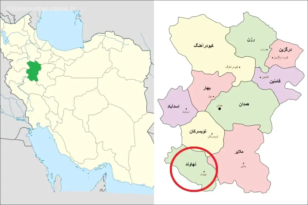 موقعیت جغرافیایی شهر نهاوند